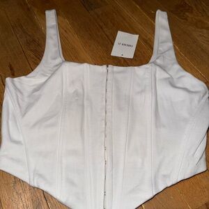 FOREVER 21 HOOK-AND-EYE CORSET CROP TOP Size Large White